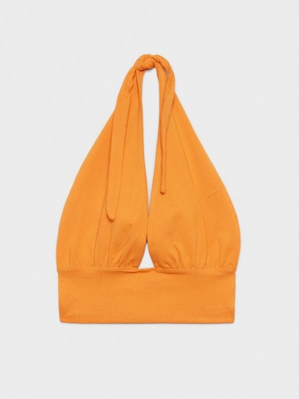 In Side Crop Top Halter Anudado