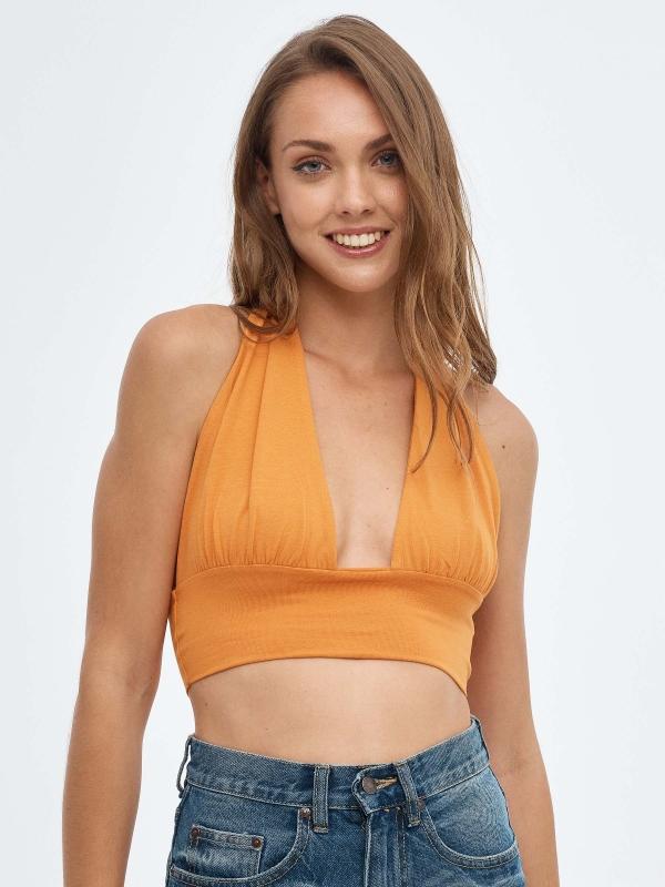 In side Crop top halter anudado