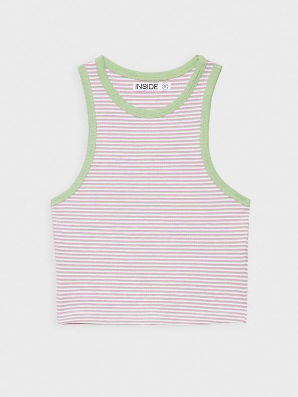 In Side Crop Top Halter De Rayas