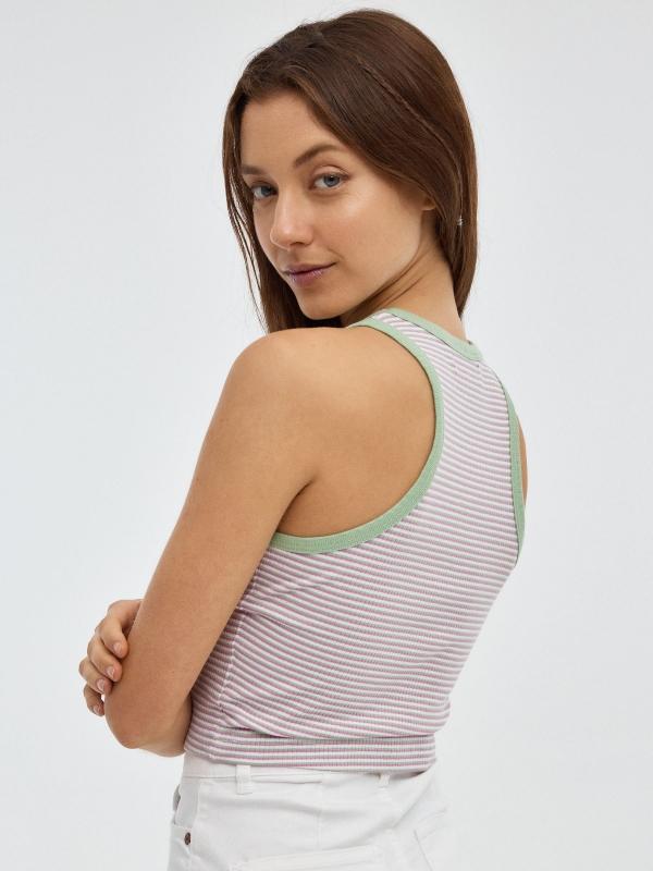 In Side Crop Top Halter De Rayas