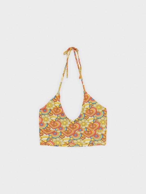 In Side Crop Top Print Corazones