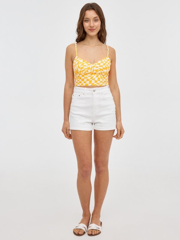 In Side Crop Top Print Cuadros