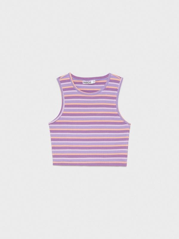 In Side Crop Top Sin Magas De Rayas