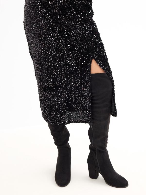 In Side Falda De Lentejuelas Negra