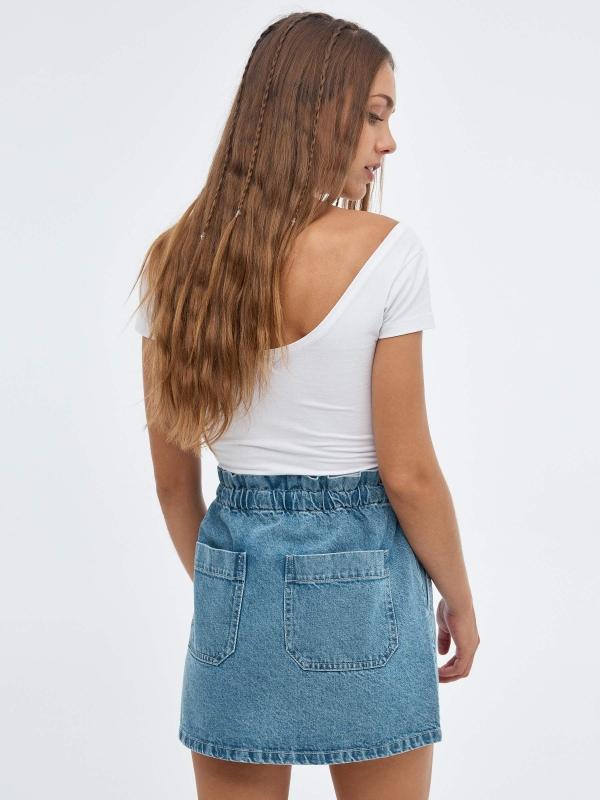 In Side Falda Denim Con Cintura Elastica
