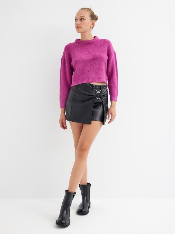 In Side Falda Efecto Piel Arandelas