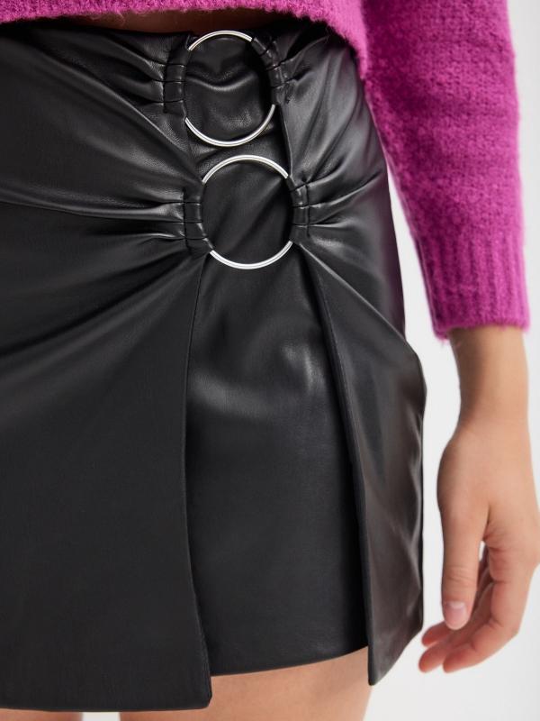 In Side Falda Efecto Piel Arandelas