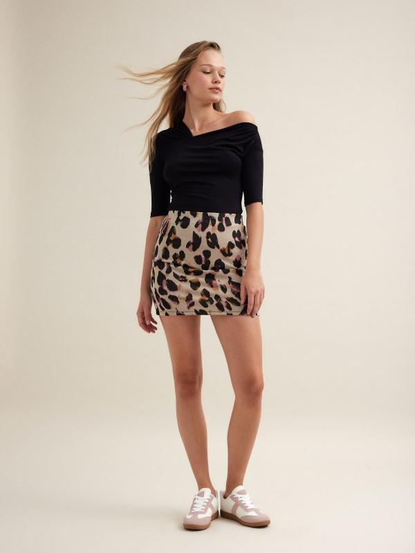 In Side Falda Estampado Leopardo
