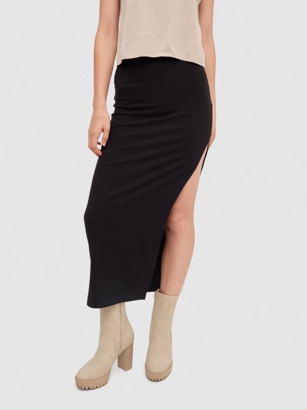 In Side Falda Midi Canalé