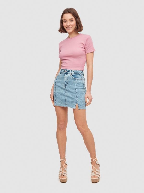 In Side Falda Mini Denim