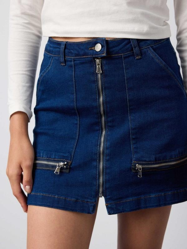 In Side Falda Mini Denim Con Cremallera