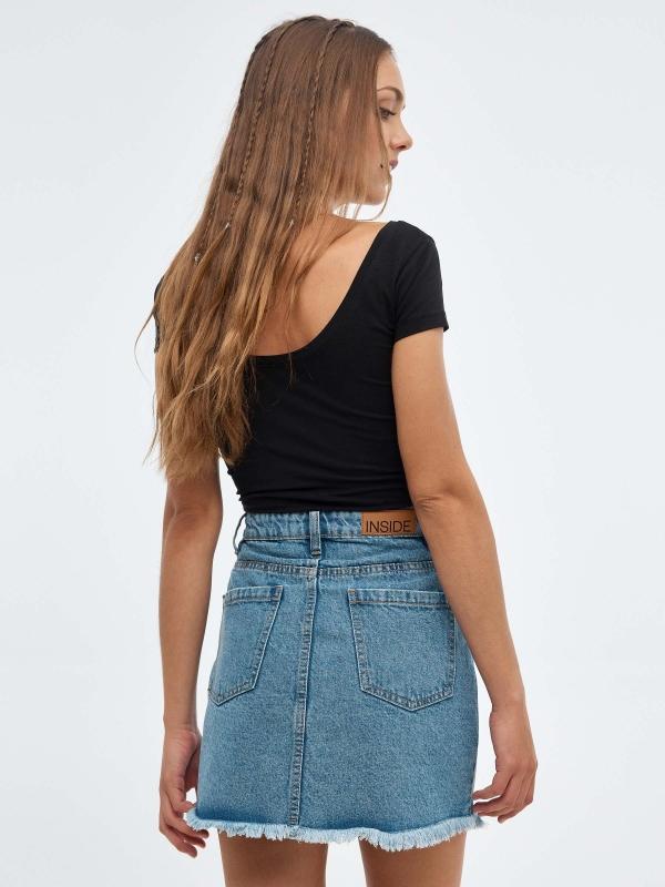 In Side Falda Mini Denim Deflecada