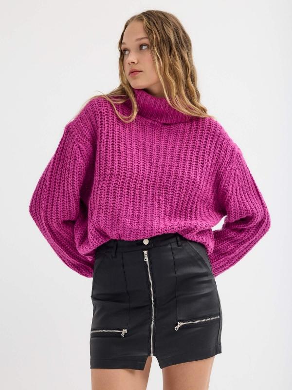 In side Falda mini polipiel con cremalleras