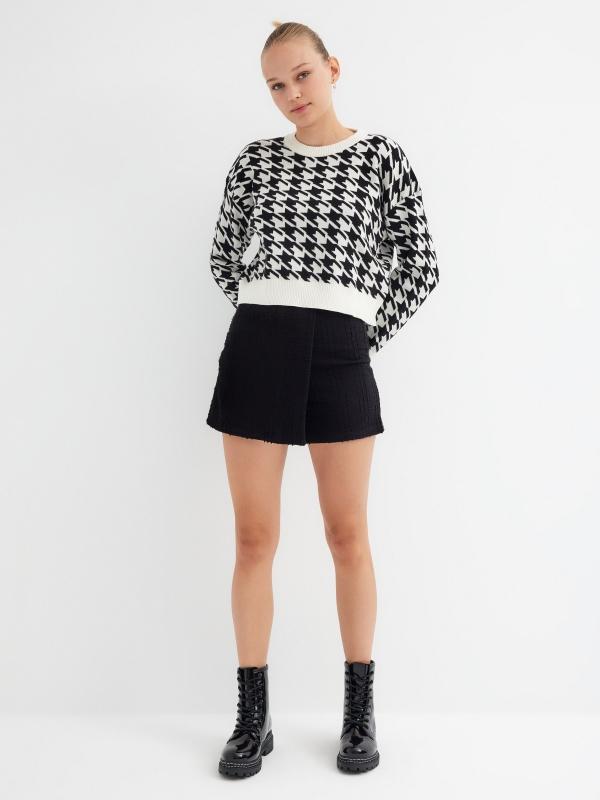 In Side Falda Pantalón Con Textura