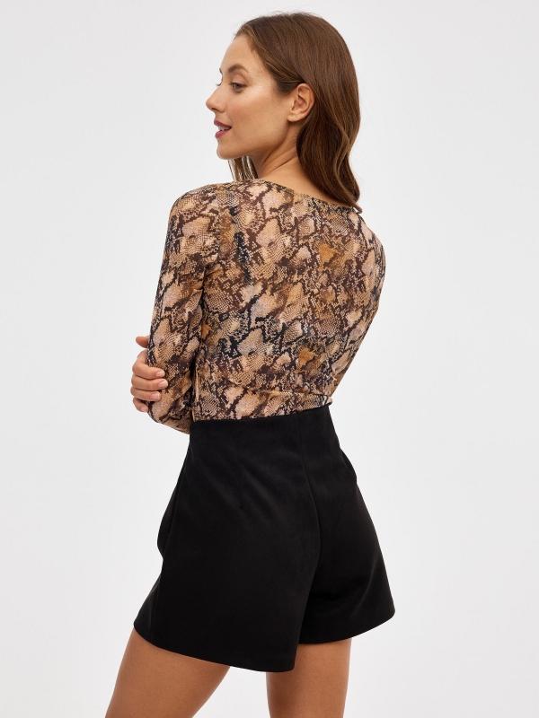 In Side Falda Pantalón De Antelina Con Botones