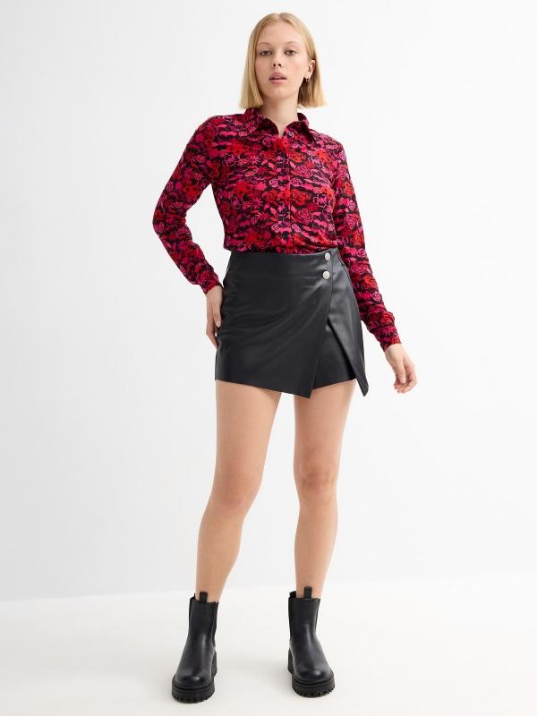 In Side Falda Pantalón Efecto Piel