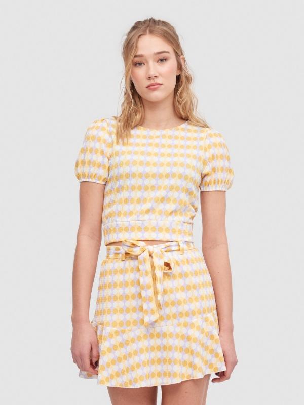 In side Falda pantalón geométrica volante