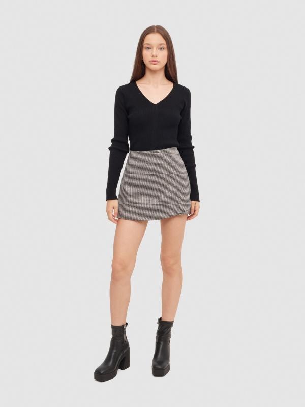 In Side Falda Pantalón Mini Cruzada Cuadros