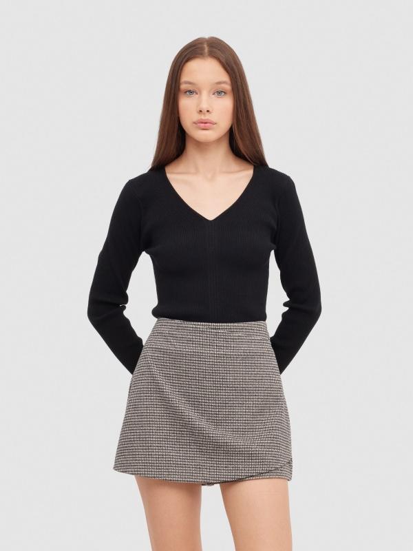 In side Falda pantalón mini cruzada cuadros