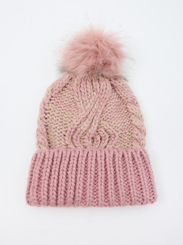 In side Gorro con trezado rosa