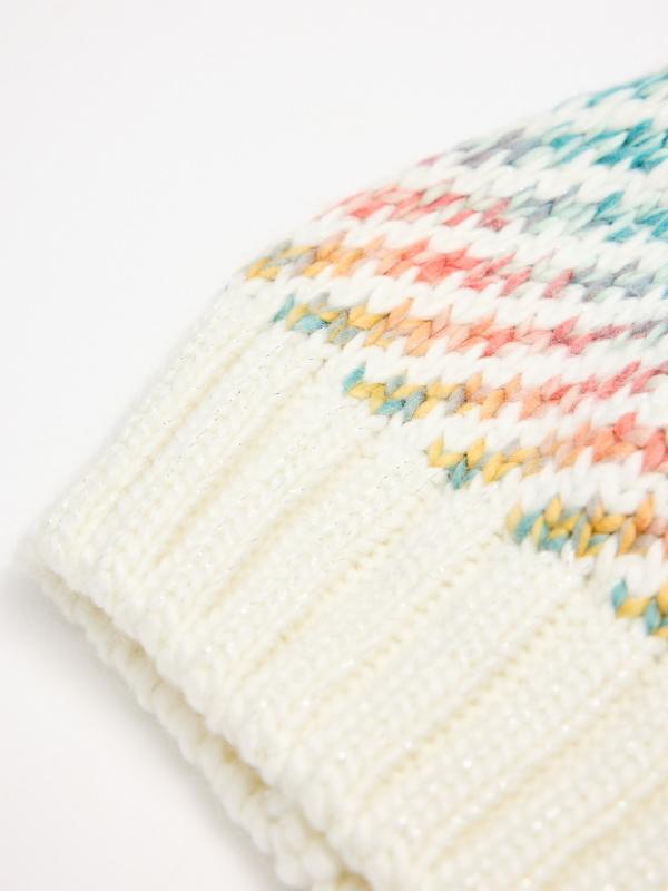 In Side Gorro De Punto Pompón Multicolor