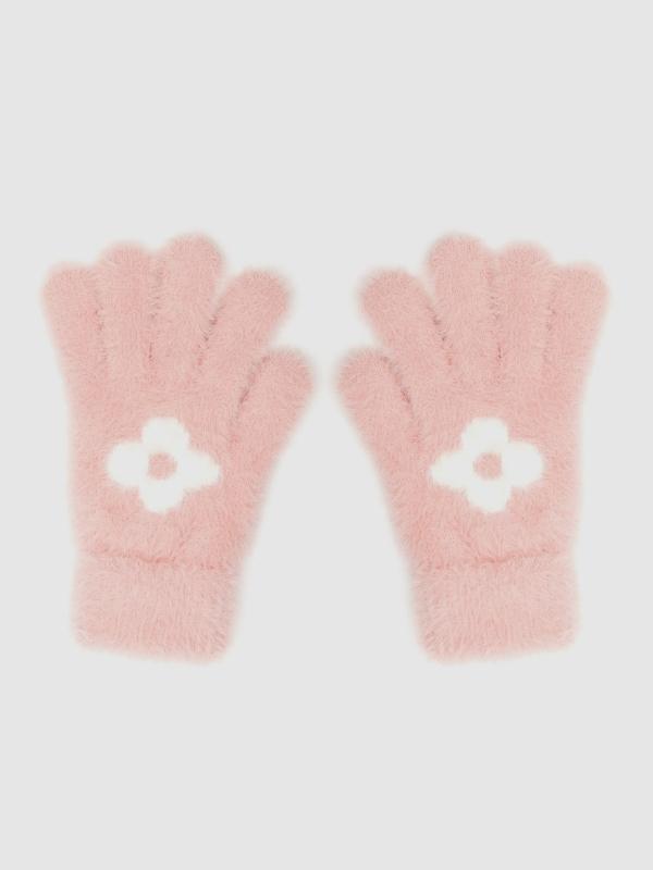 In side Guantes rosa con flor