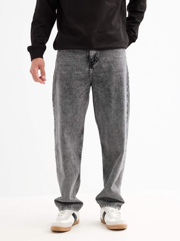 In Side Jeans Baggy Gris Desgastado