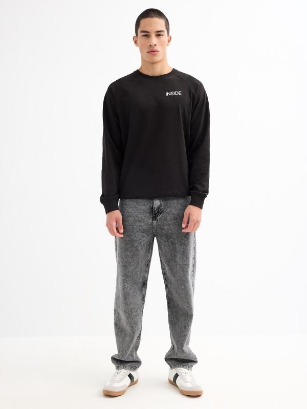 In side Jeans baggy gris desgastado