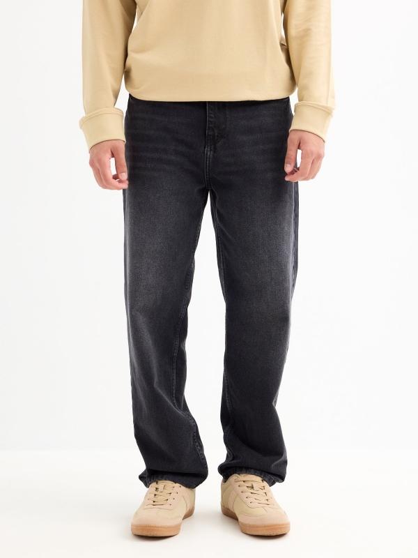 In Side Jeans Baggy Negro Desgastados