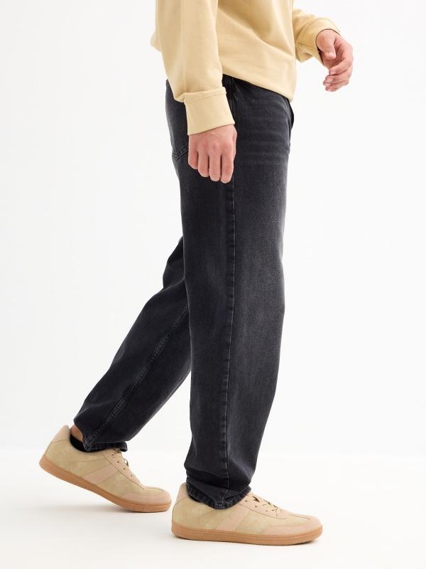 In Side Jeans Baggy Negro Desgastados