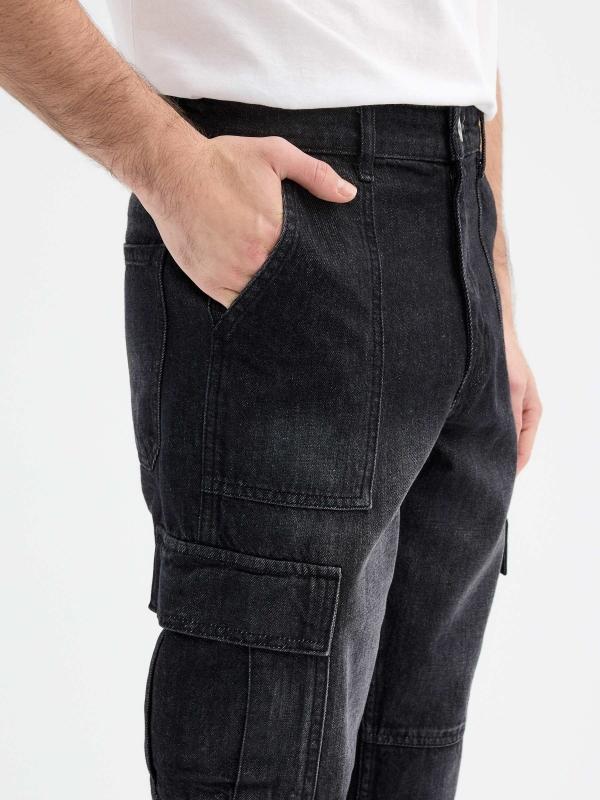 In Side Jeans Cargo Multibolsillos Azul