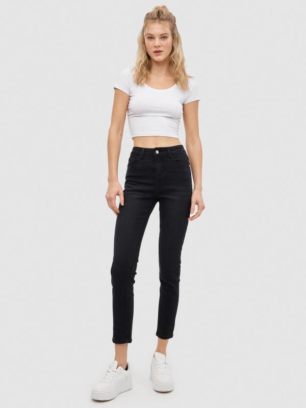 In side Jeans gris efecto desgastado skinny