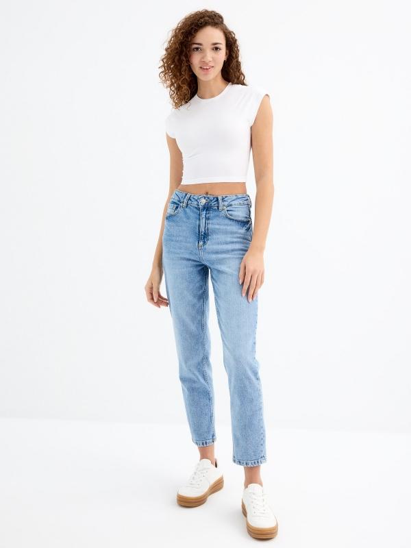 In side Jeans mom azul oscuro