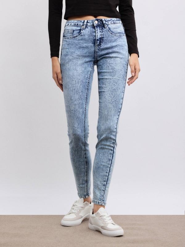 In Side Jeans Skinny Azul Claro Desgastados