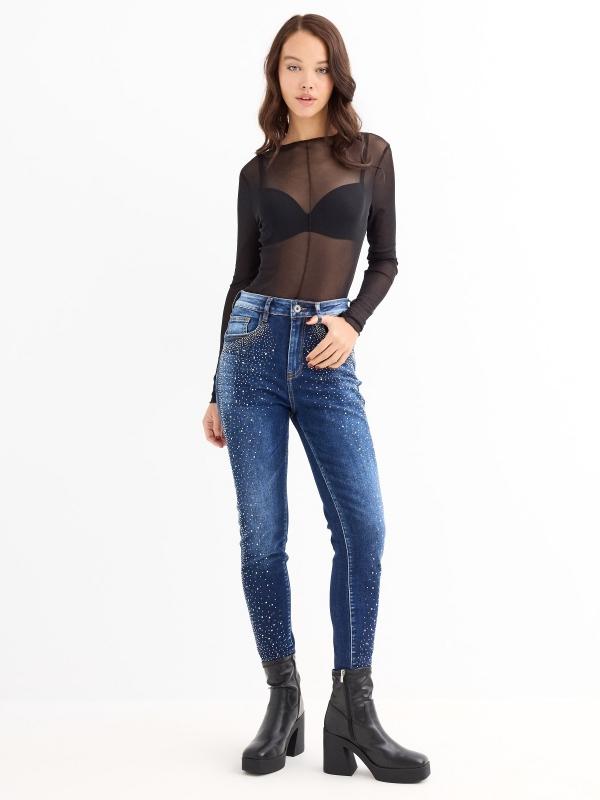 In side Jeans skinny con brillo