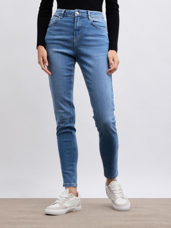In Side Jeans Skinny De Tiro Medio