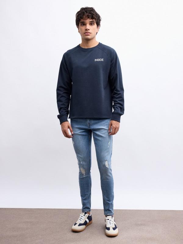 In side Jeans skinny denim rotos