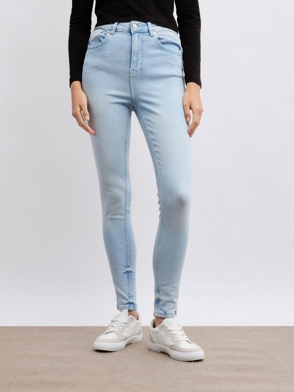 In Side Jeans Skinny Denim Tiro Alto