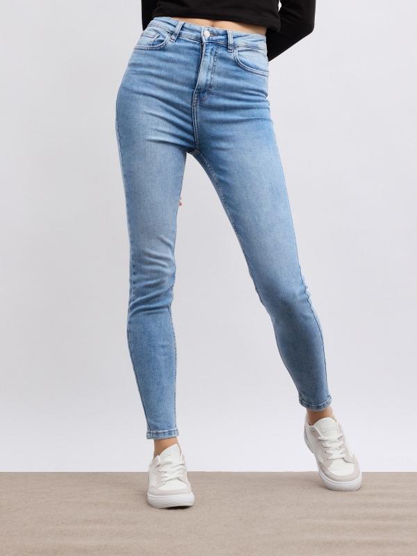 In Side Jeans Skinny Denim Tiro Alto