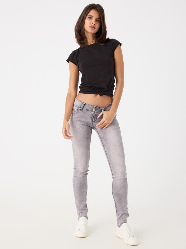 In side Jeans skinny efecto lavado tiro bajo