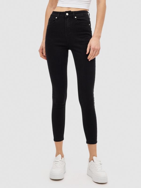 In Side Jeans Skinny Push Up Denim Negro