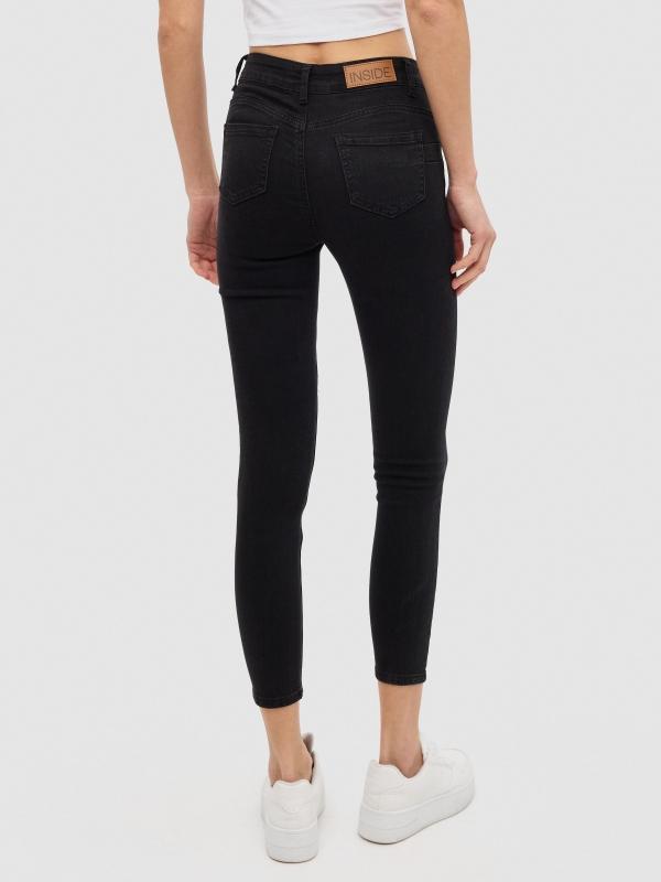 In Side Jeans Skinny Push Up Denim Negro