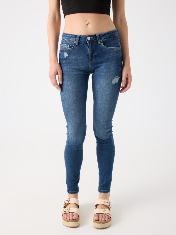 In Side Jeans Skinny Rotos Tiro Medio