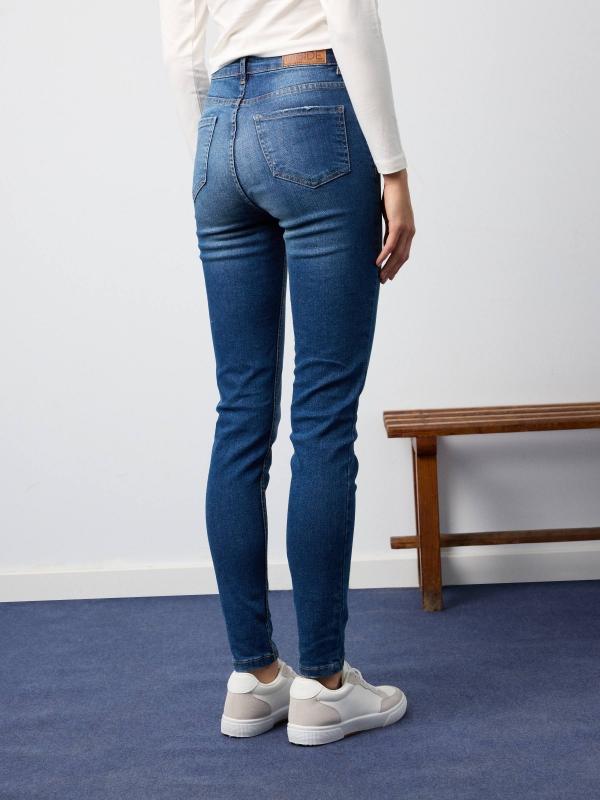 In Side Jeans Skinny Tiro Alto Efecto Lavado