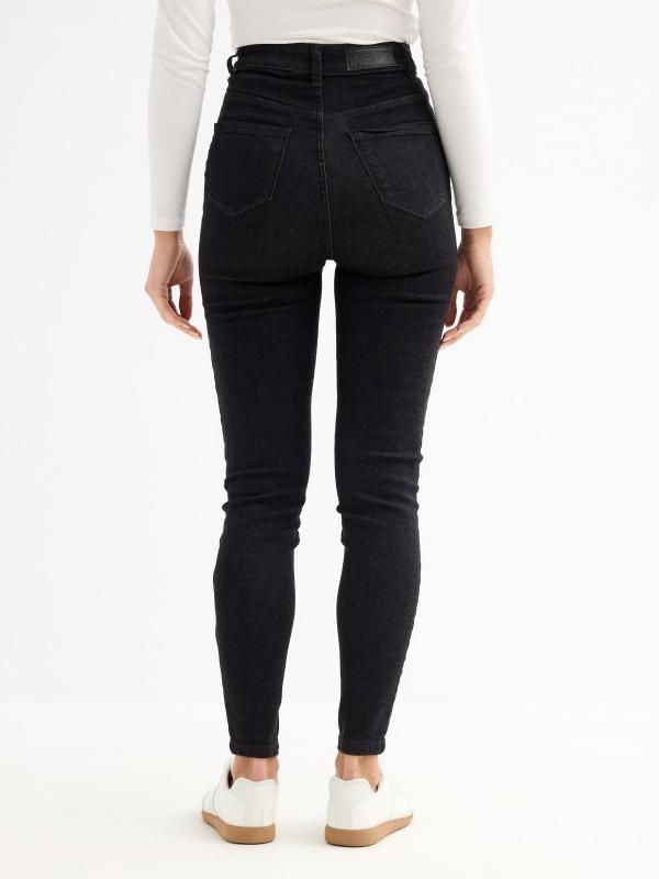 In Side Jeans Skinny Tiro Alto Negro