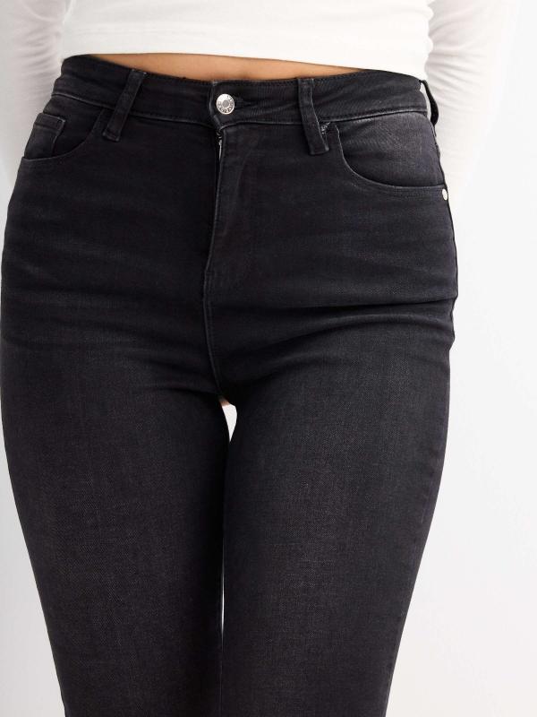 In Side Jeans Skinny Tiro Alto Negros