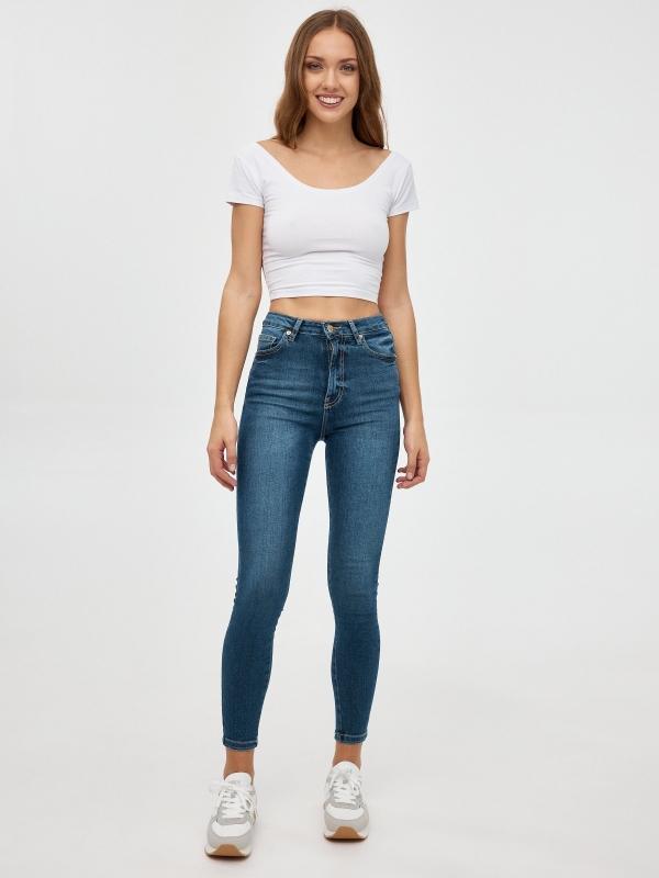 In side Jeans skinny tiro alto