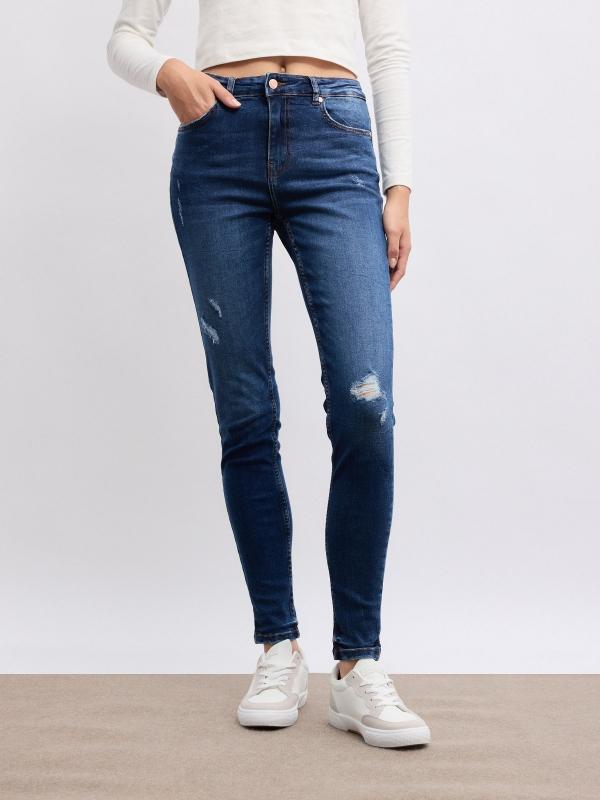 In Side Jeans Skinny Tiro Medio