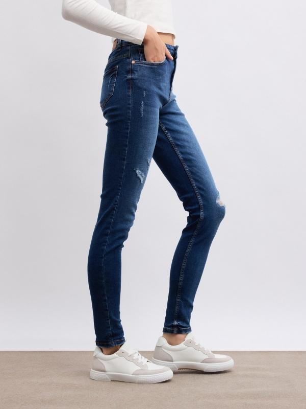 In Side Jeans Skinny Tiro Medio