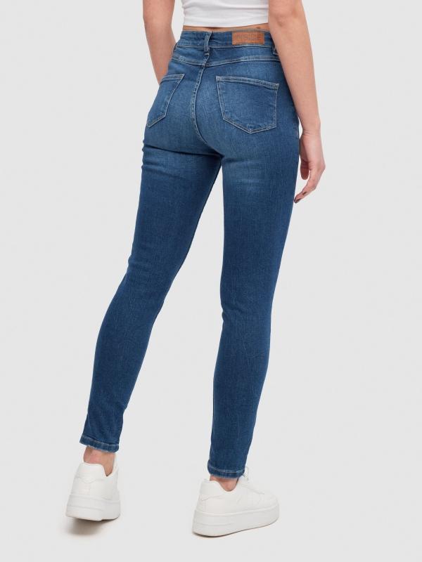In Side Jeans Skinny Tiro Medio Desgastados